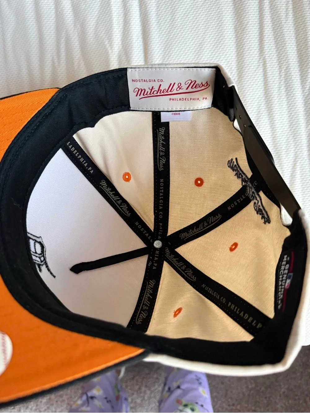 Mitchell & Ness Detroit Cream Orange and Black Two-Tone Snapback hat